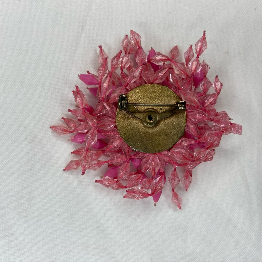 Vintage Pink Beaded Atomic Firework Brooch 1960’s - Picture 3 of 4